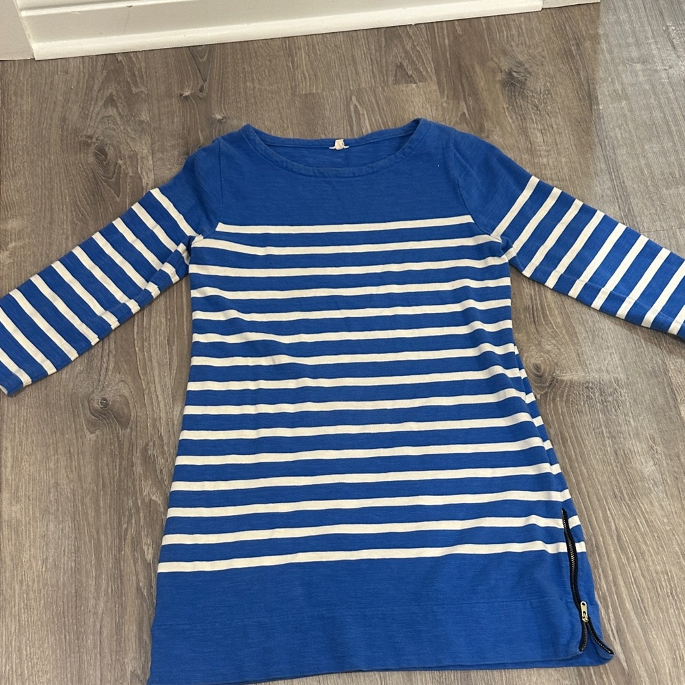 J. Crew Nautical Blue and Cream Striped Dress